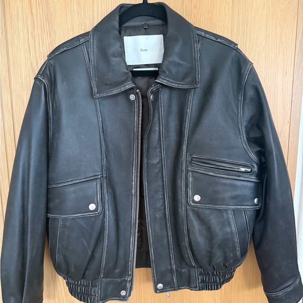 Dunst Black Distressed Leather Jacket